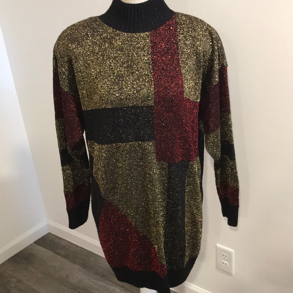 vintage 80’s metallic tunic sweater
